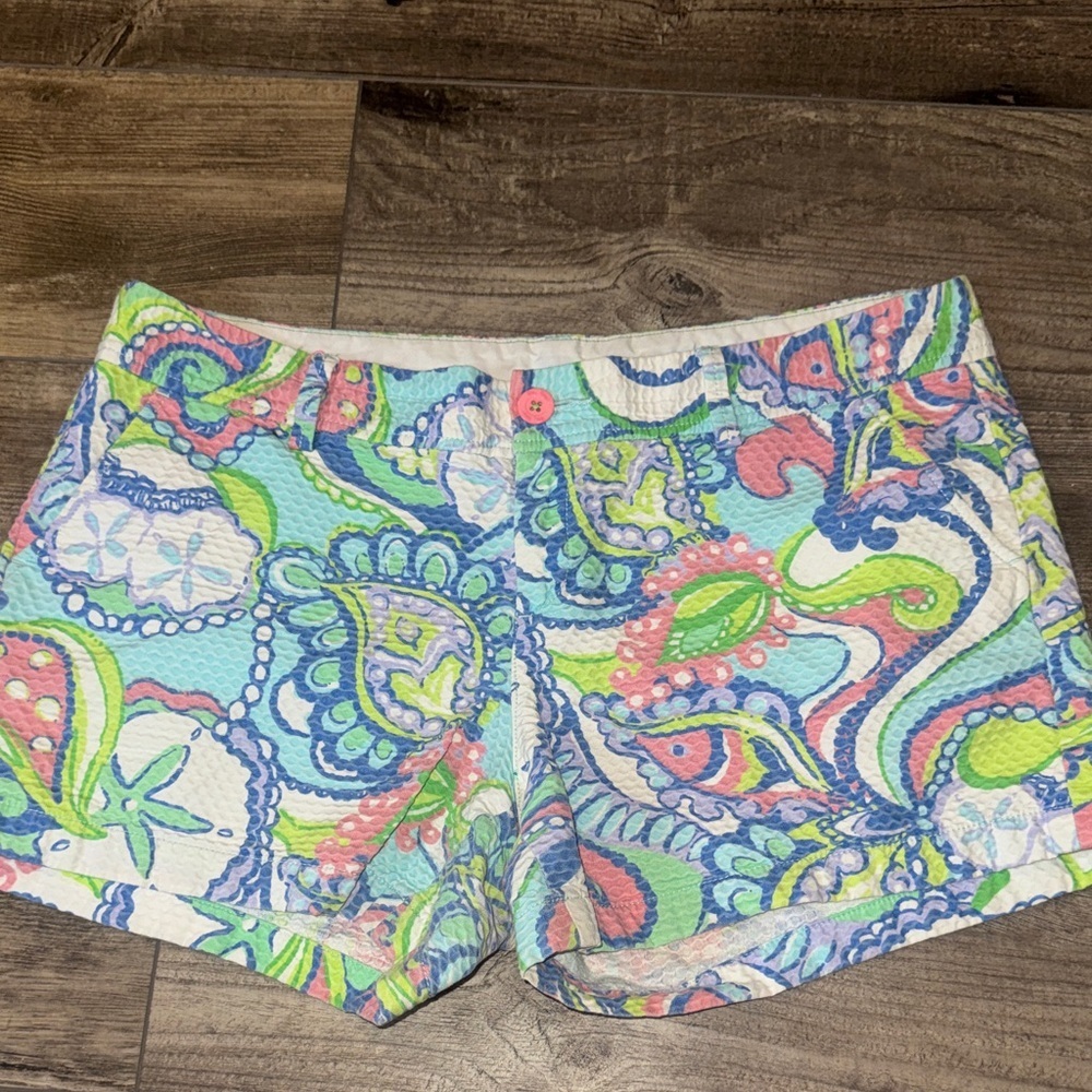 Lilly Pulitzer Pastel Paisley High-Waist Shorts - Blue Pink Green